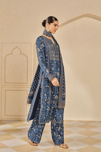 Niral Printed Silk Suit Set - Blue, Blue, image 3